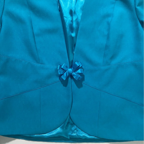 Turquoise/ teal clasp blazer with bow detail size 16 PERFECT CONDITION - Picture 2 of 6